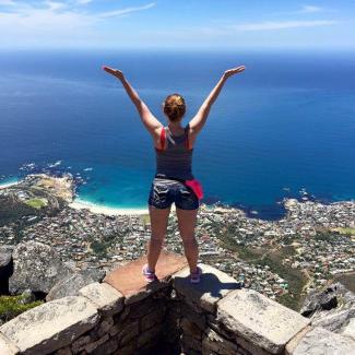A student looks out at the cape while on the study tour ?The Economics of Southern Africa.?